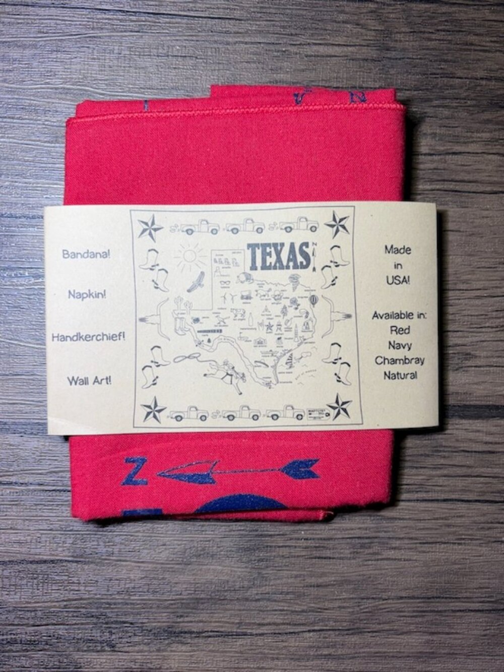 MaptoteTexas 100% Cotton Bandana made in USA
